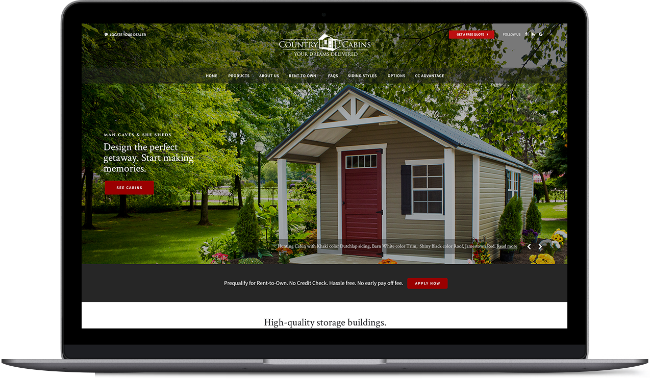 Country Cabins website