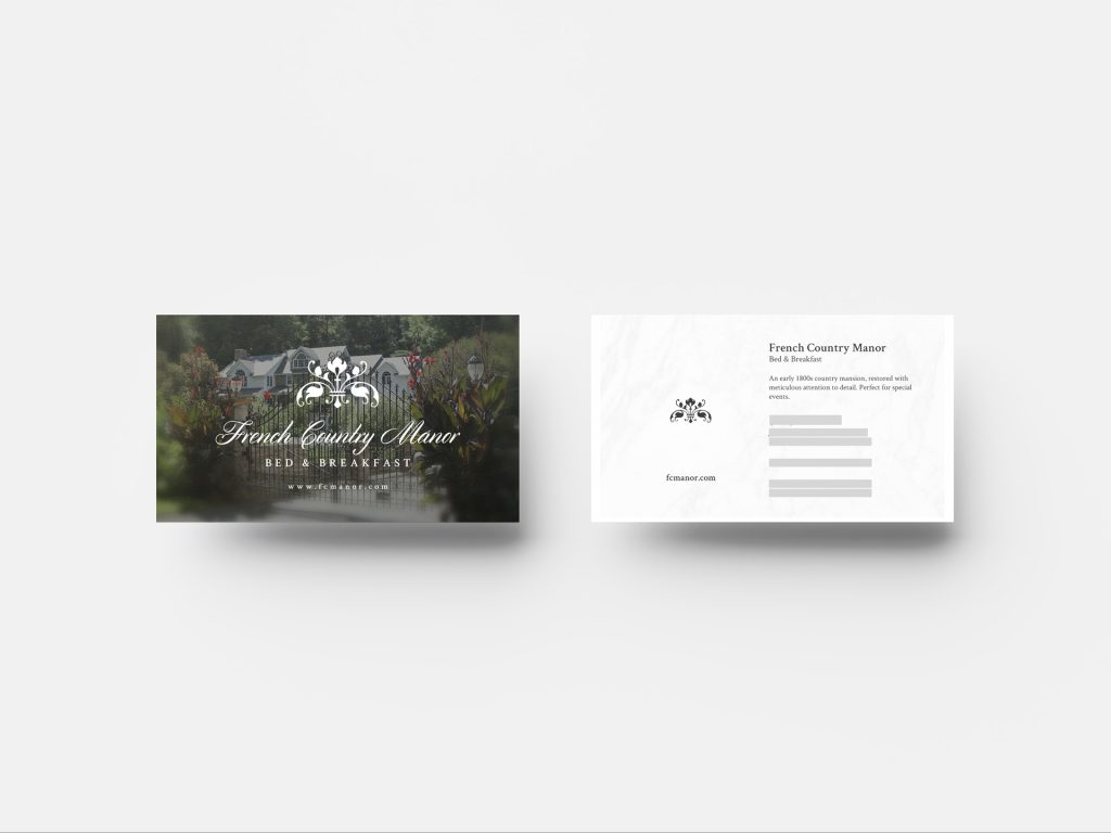 business cards showing mansion