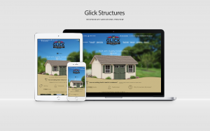 glick structures website displayed on laptop, tablet, and phone