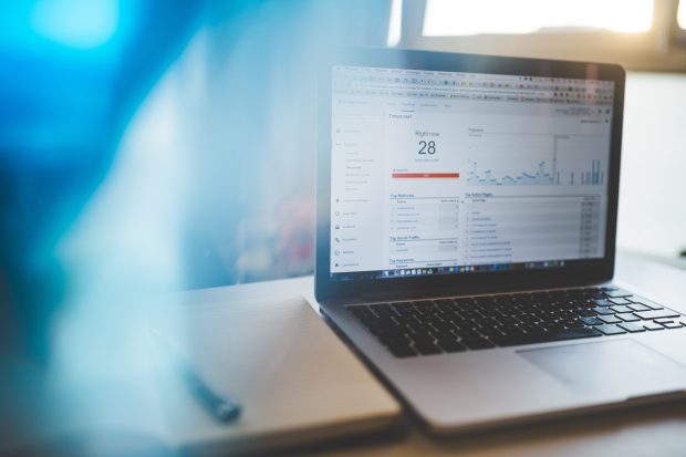 Laptop displaying google analytics